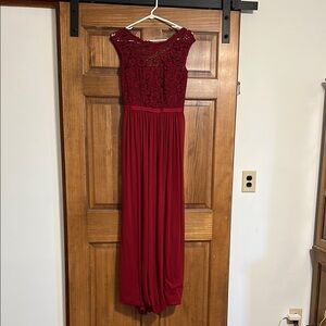 David's Bridal Red Maxi Gown